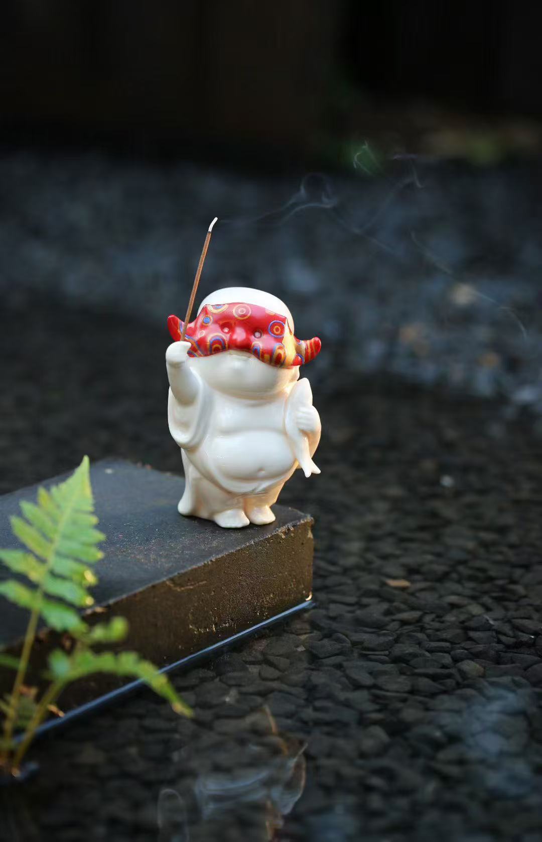 【阿祖摸鱼】羊脂玉釉 ·摸鱼小和尚（3.0版本）|摆件|香插|茶宠