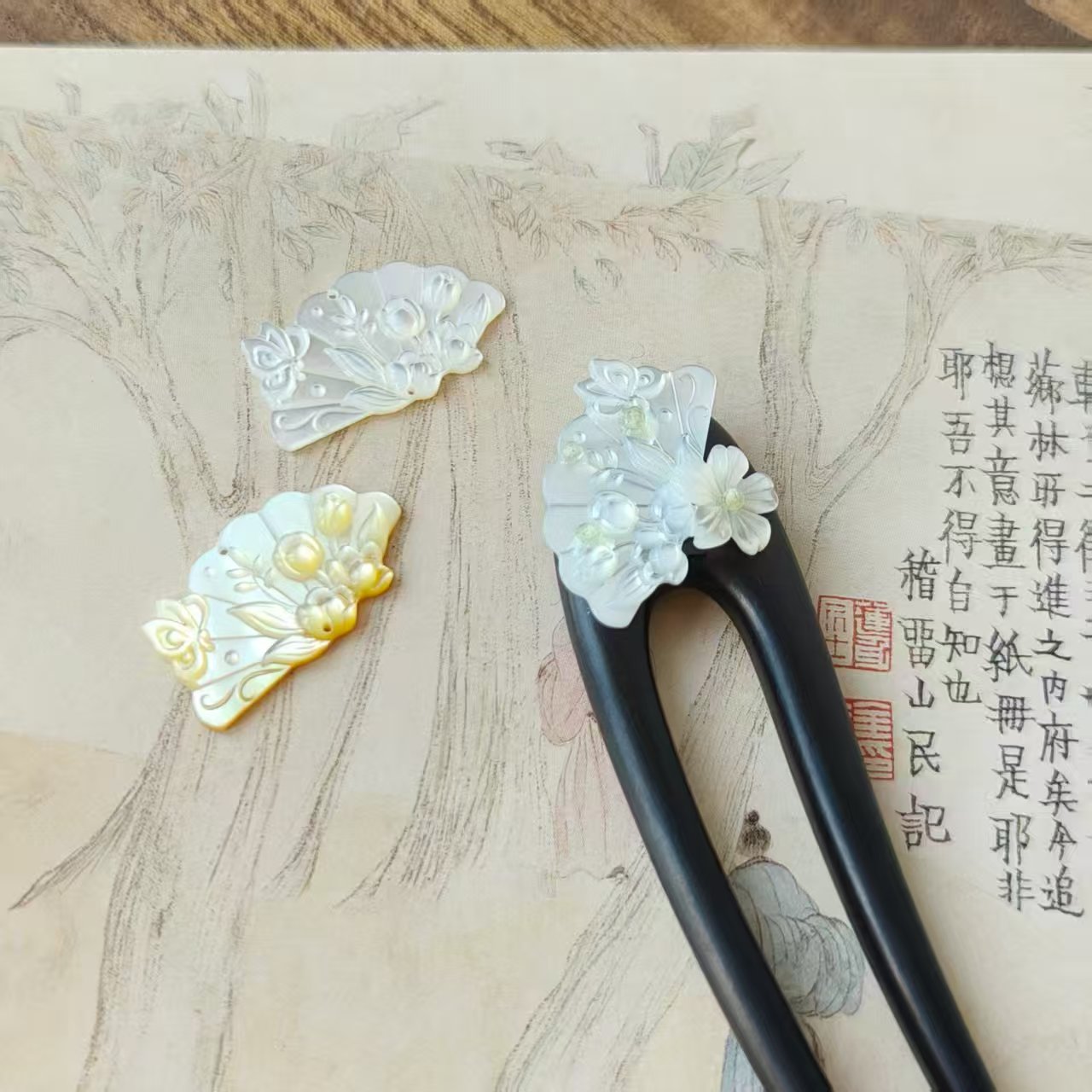 郁金香婚纱胖嘟嘟锦鲤发钗手工汉服饰品古典少女仙气