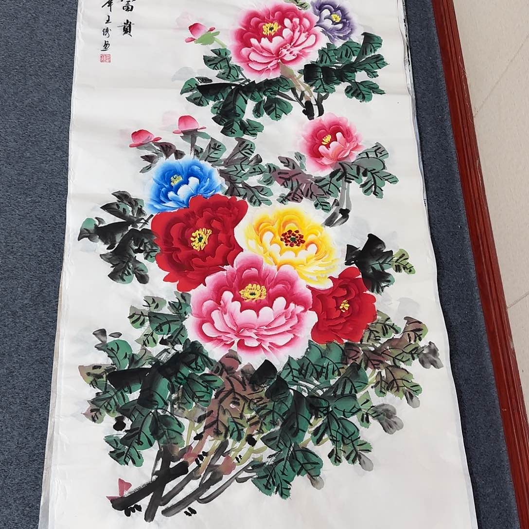 国画尺寸70X138手绘作品 