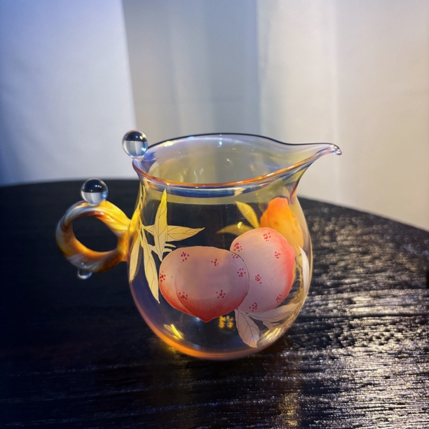 【南风】尤其好物 手绘粉色桃子公道杯 棒棒糖 高硼硅玻璃