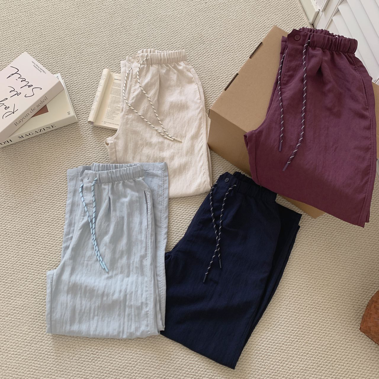 【A1700】Egg钉扣天丝亚麻裤