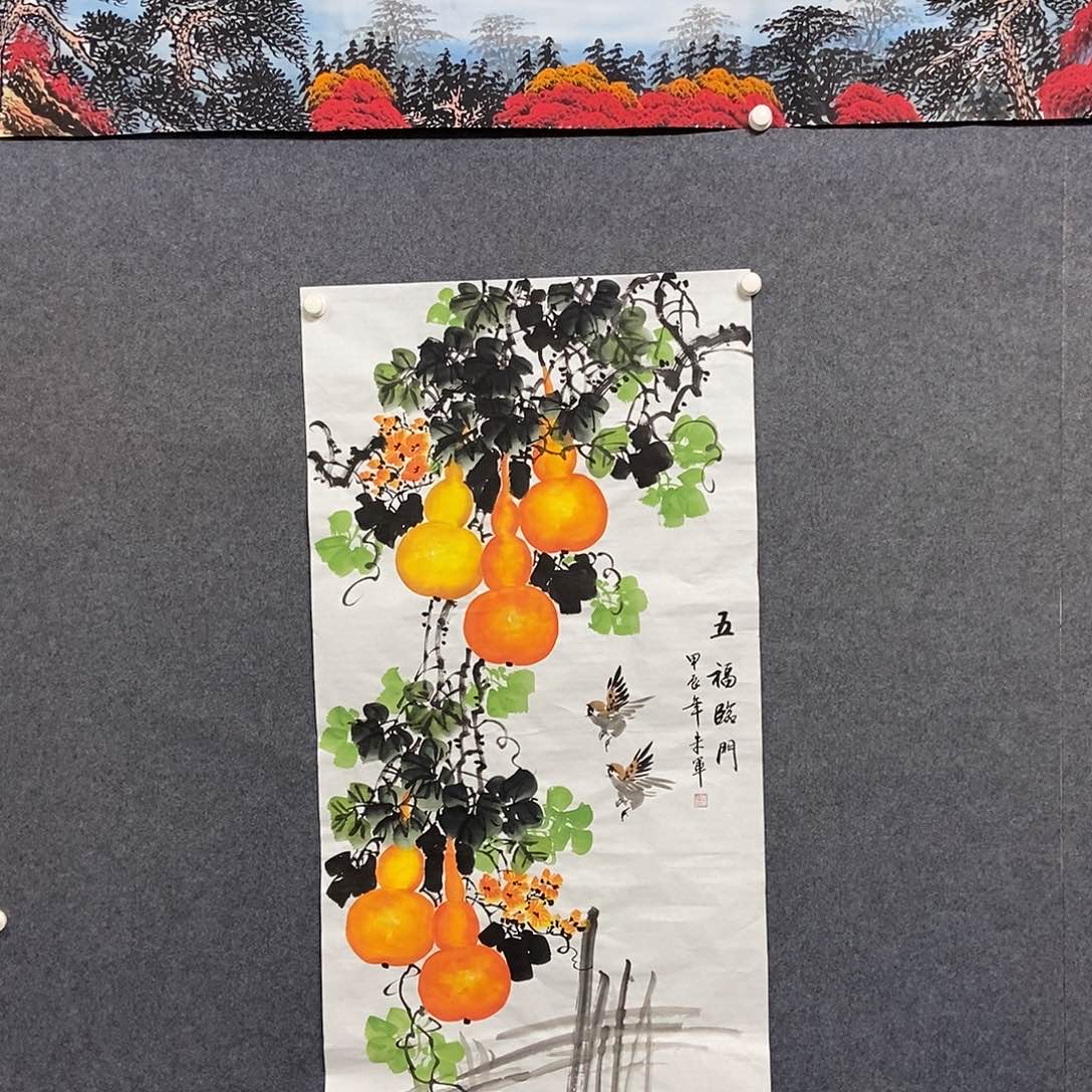 国画四尺葫芦一副