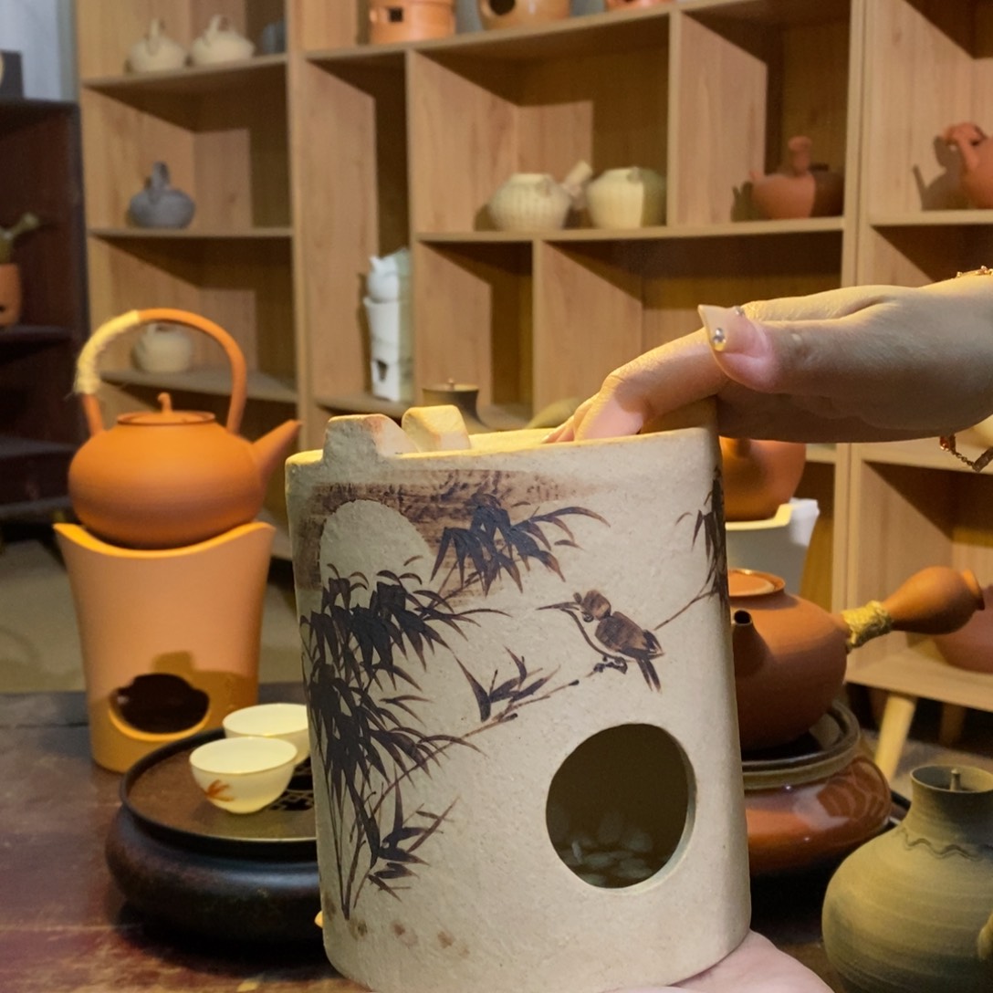 陶竹鸟白泥炉1111