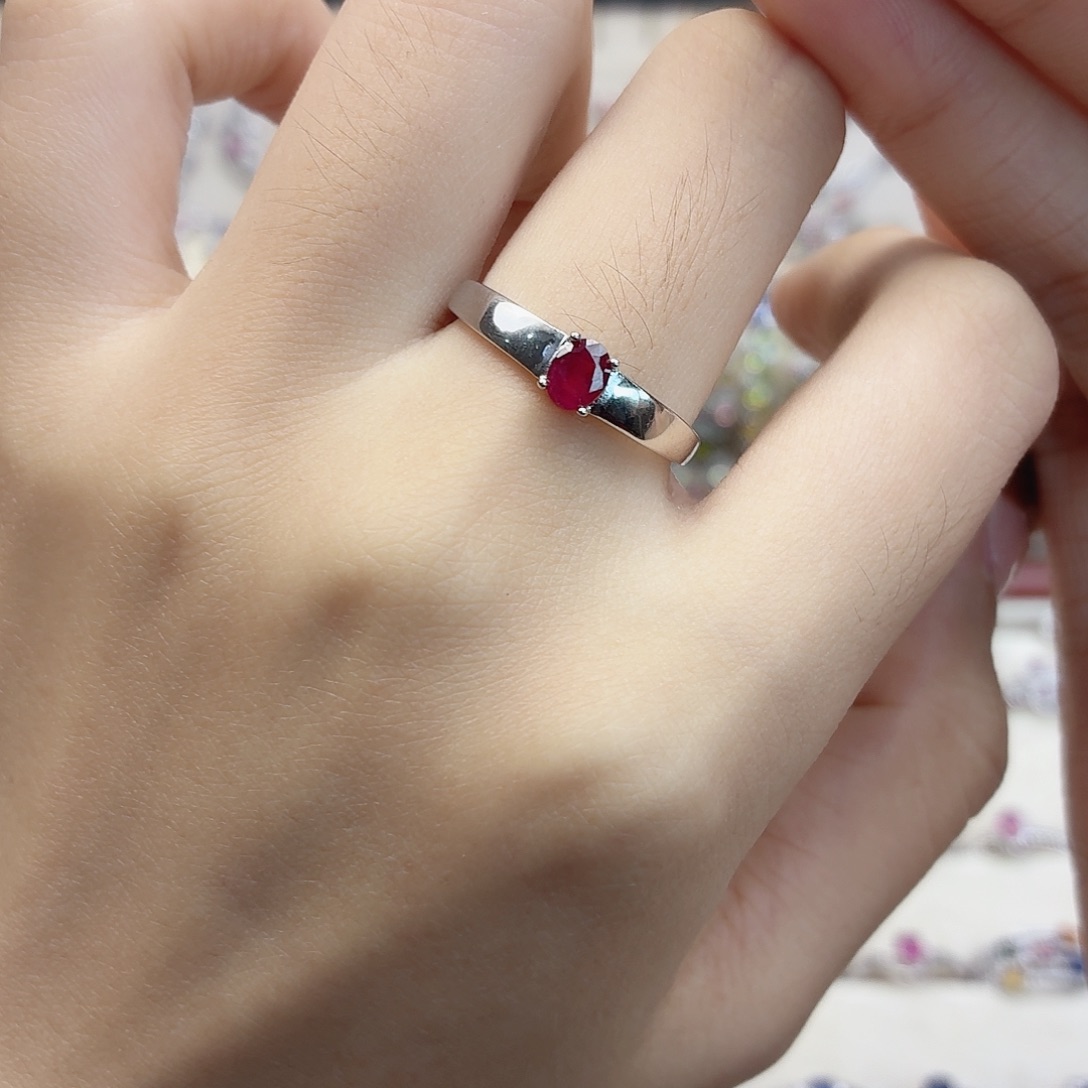 红宝石银S925镶嵌戒指