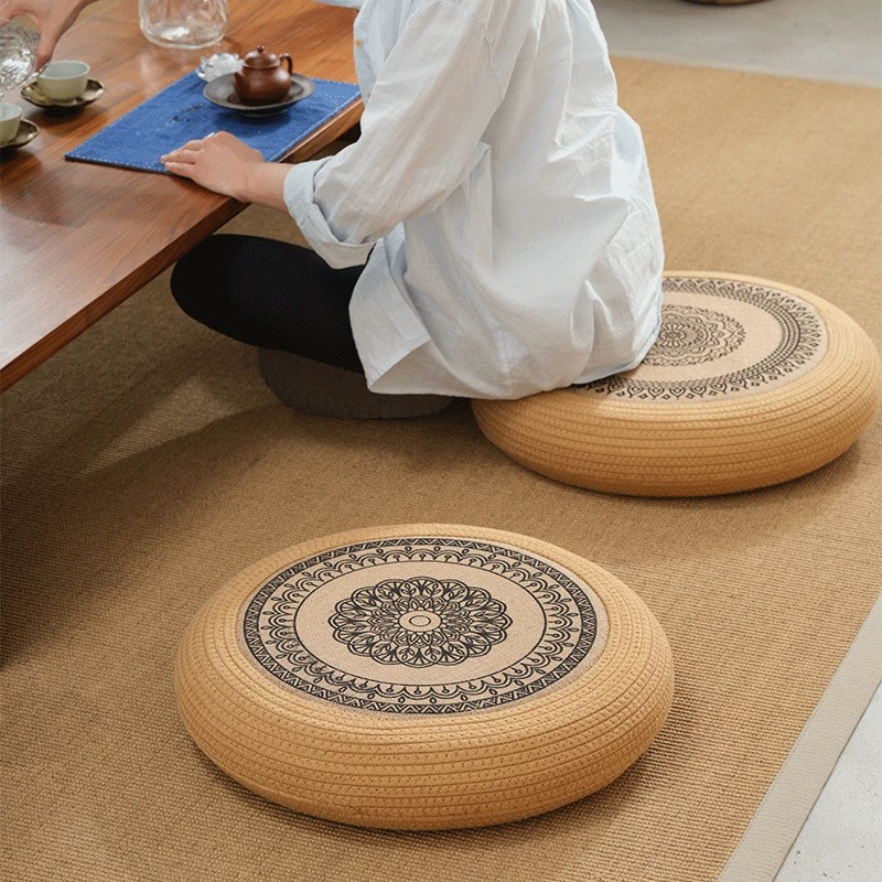 黄麻绳蒲团坐垫地上榻榻米飘窗客厅加厚圆形家用打坐禅修垫圆形垫