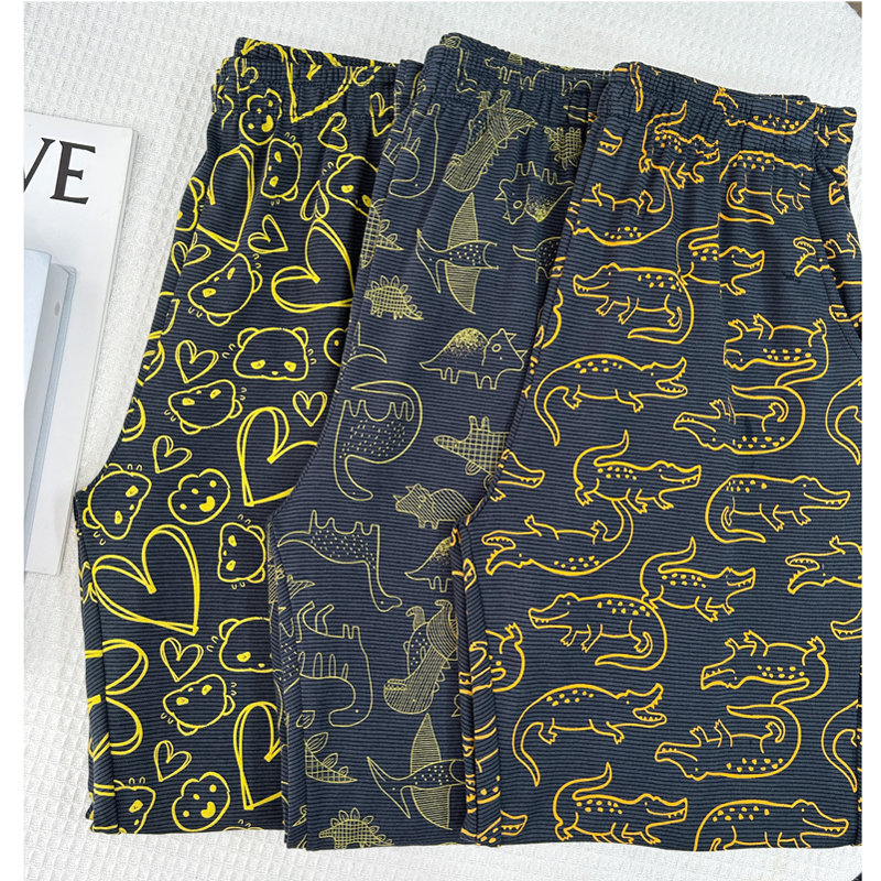 【纯棉卡通集合3】100%棉双面棉长裤宽松直筒女春秋居家裤睡裤