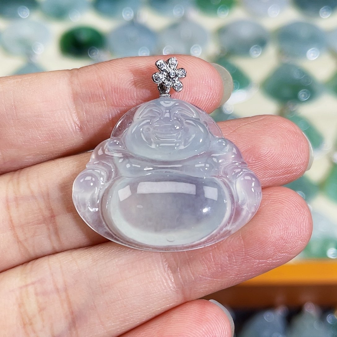 翡翠18K金镶嵌颈饰吊坠