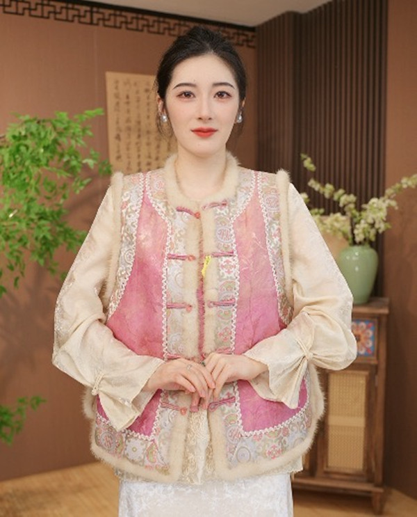 相思保暖国风叠穿气质提花盘扣夹棉高端马甲 2025C0854开心广源仓