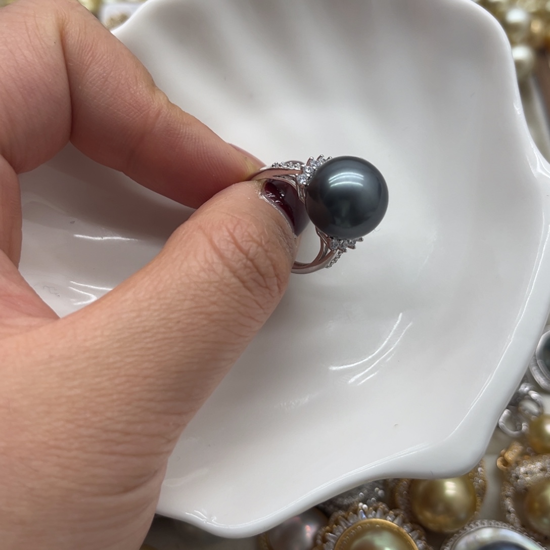 戒指银S925镶嵌海水珍珠