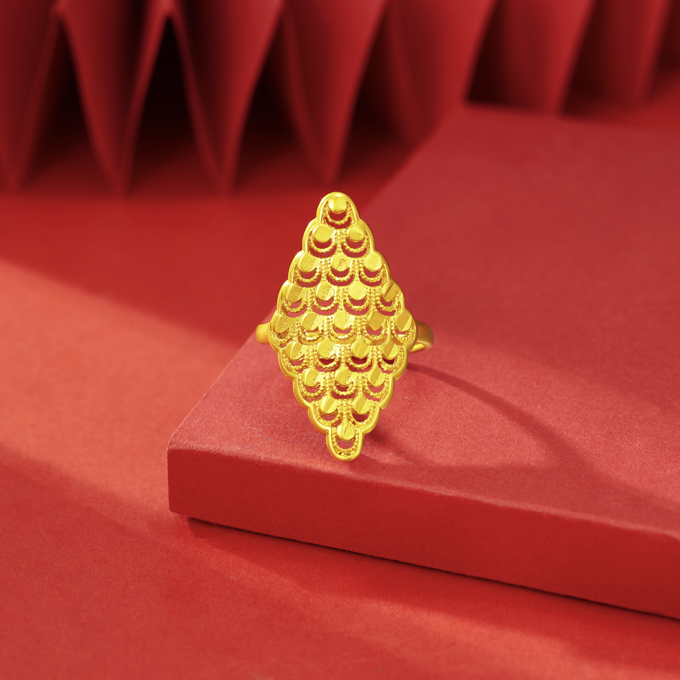 铜合金戒指 KS014Nurluk 义乌一手发货金色设计欧美扣头欧若