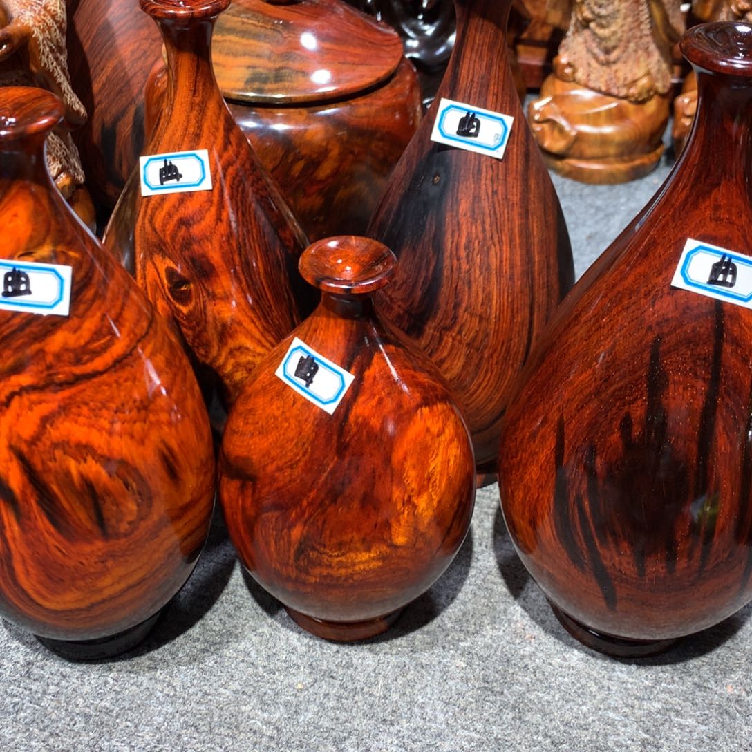 抱***无木大红酸枝花瓶五个