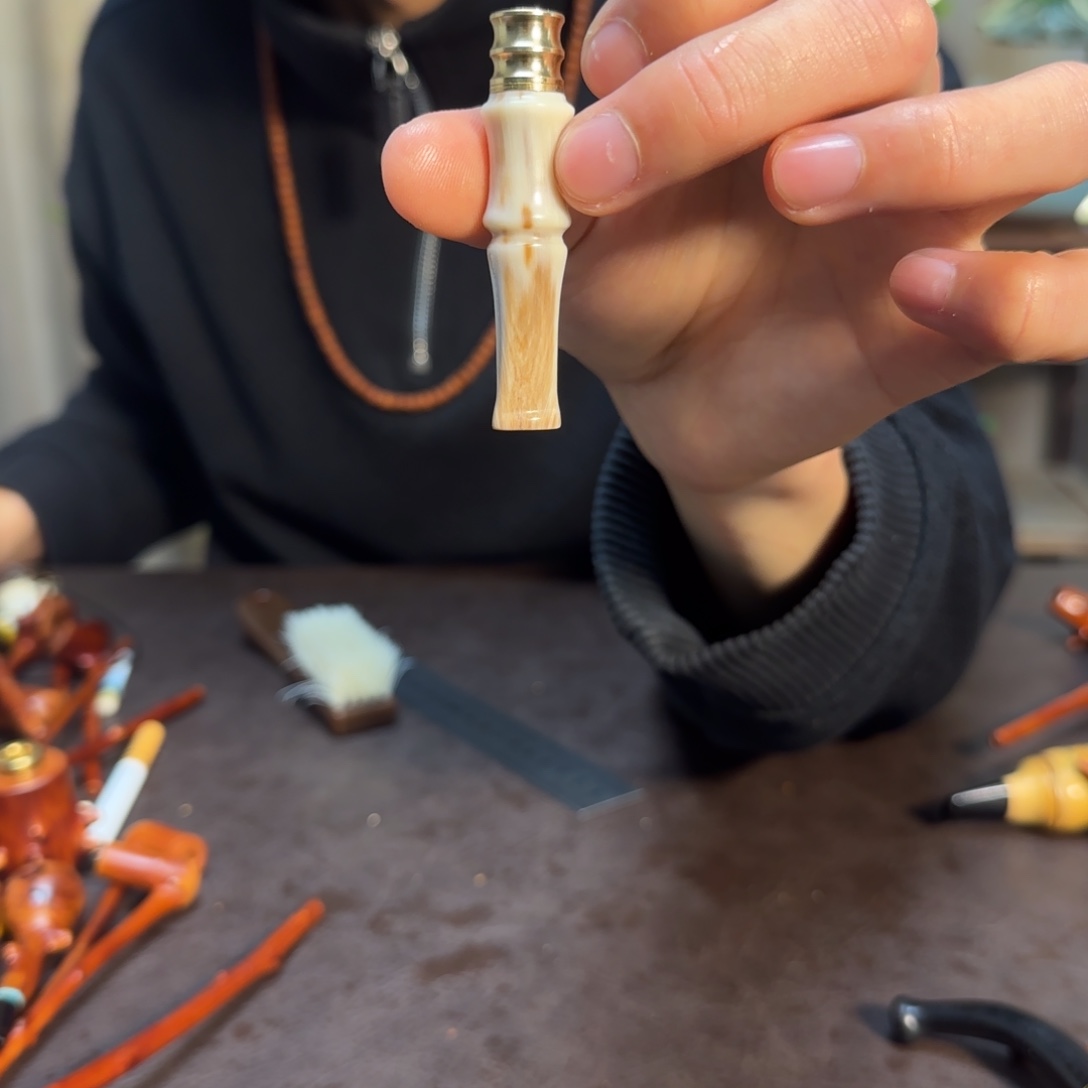 香榧木檬子木烟斗手把件孤品