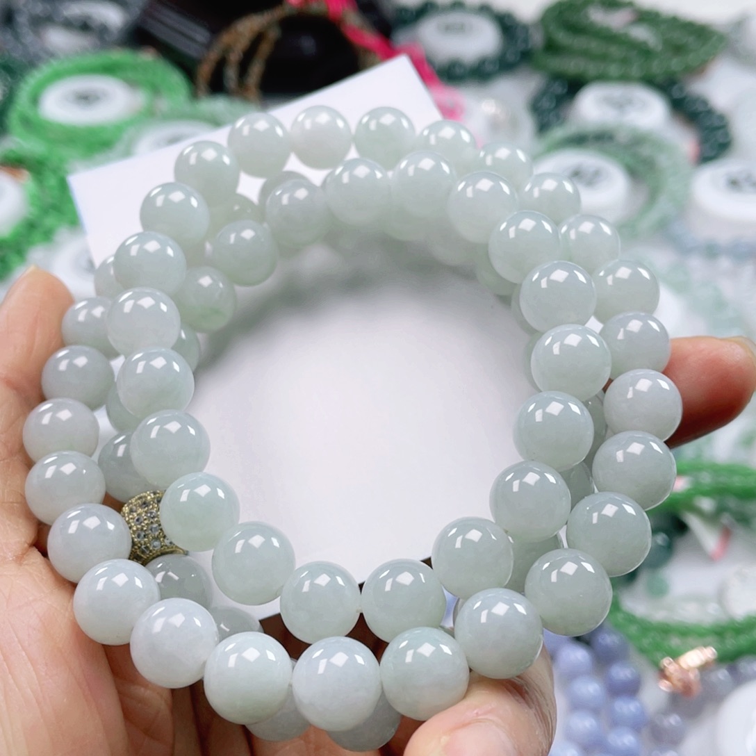 翡翠戒指未镶嵌天然翡翠项链10mm