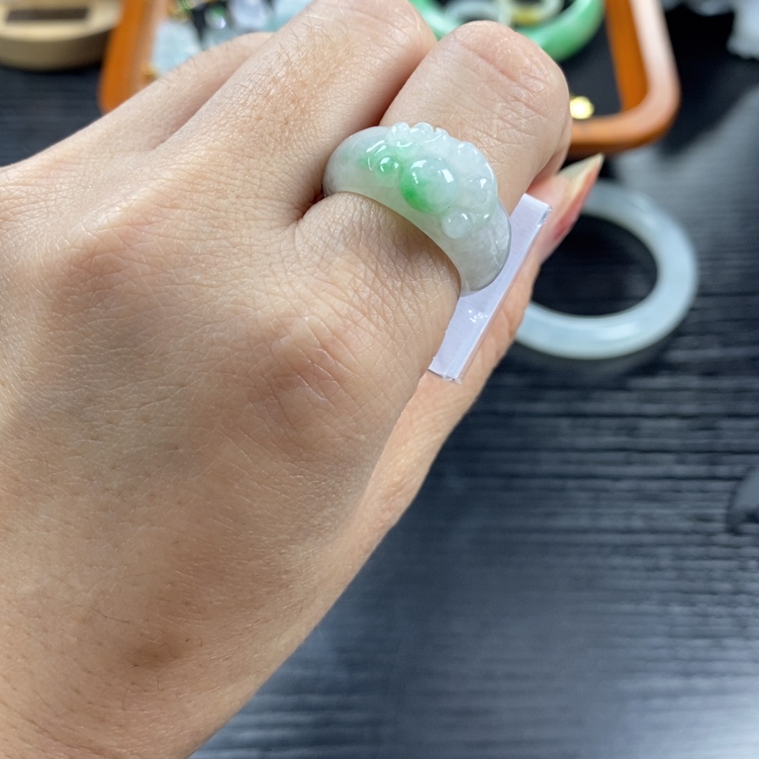 翡翠戒指未镶嵌天然翡翠14圈