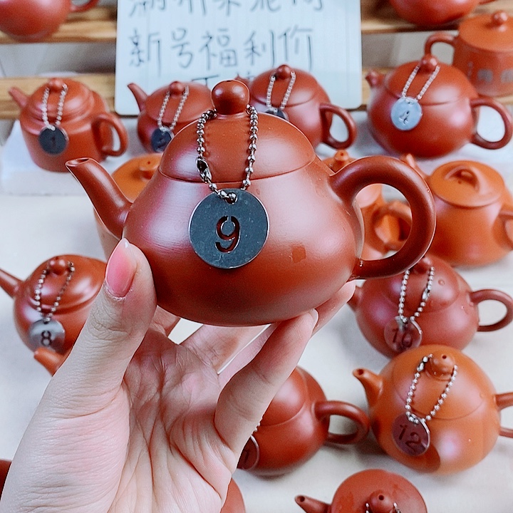 潮州朱泥壶手拉梨壶130弯嘴