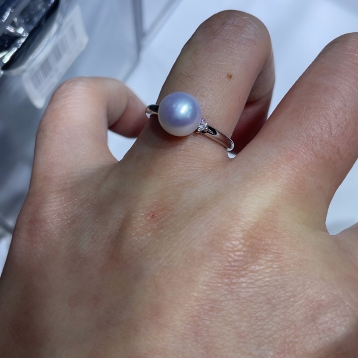 海水珍珠戒指银S925镶嵌龙*儿