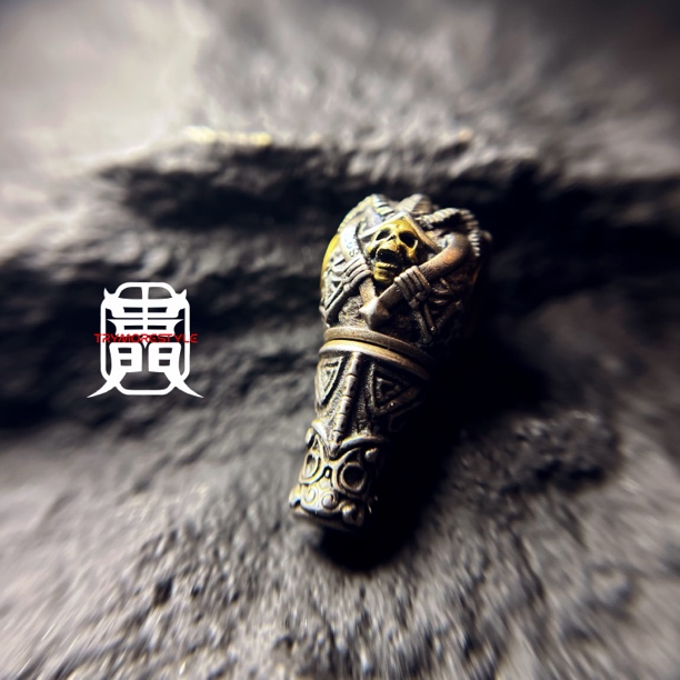 925银银制品 死神分体三通复古做旧纯银镶嵌配饰配珠