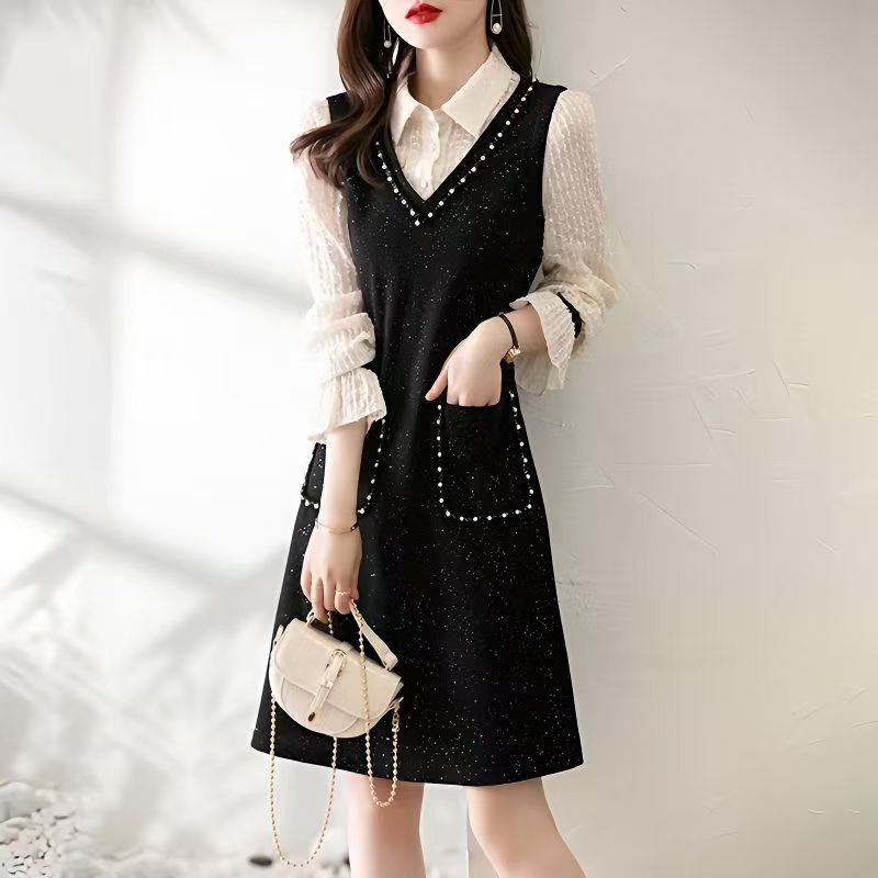 天天女装6301-6350冬季针织连衣裙长袖高级感时尚大衣内搭毛衣裙