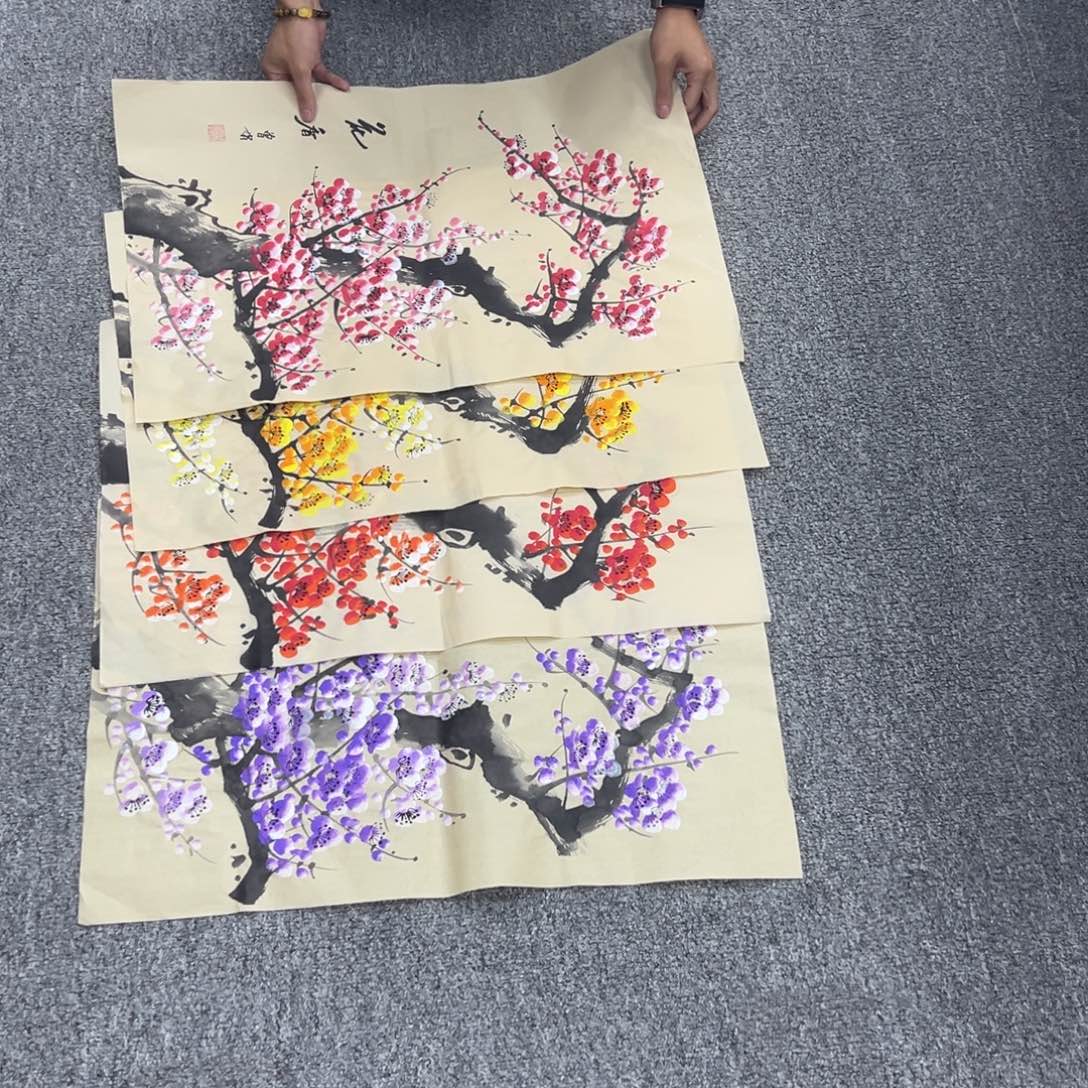 国画卖字画的小男孩