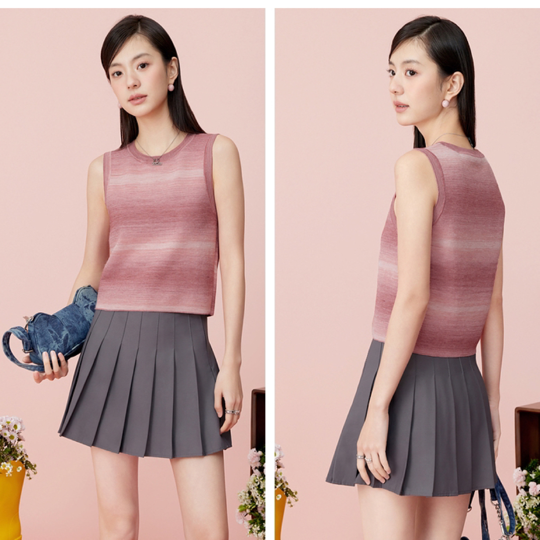 夏款粉色渐变背心