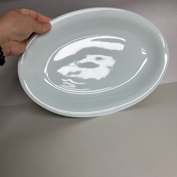 青瓷12英寸大鱼盘 深鱼盘 景德镇陶瓷 高温瓷高温釉