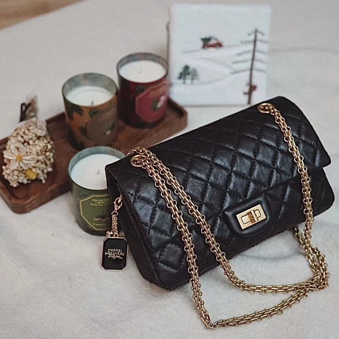 99新 Chanel/香奈儿 2.55黑金小号单肩包/优品