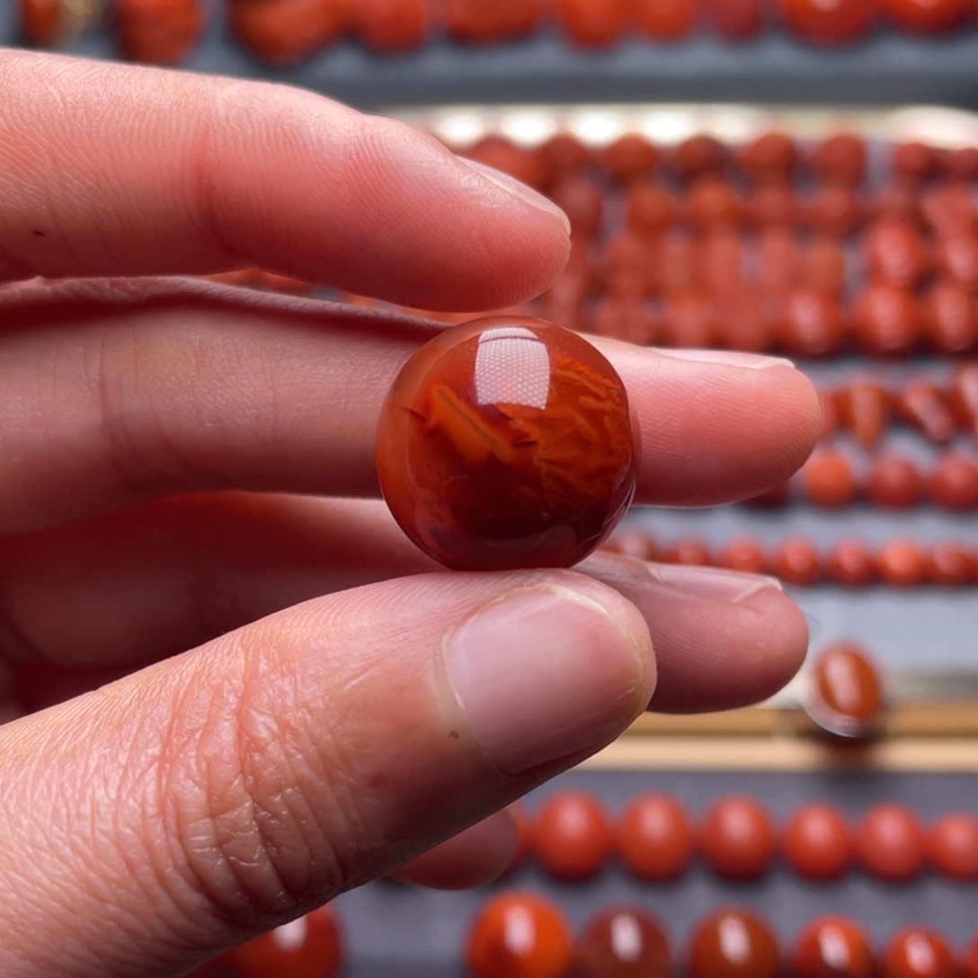 南红玛瑙未镶嵌其他W17瓦西火焰纹圆珠