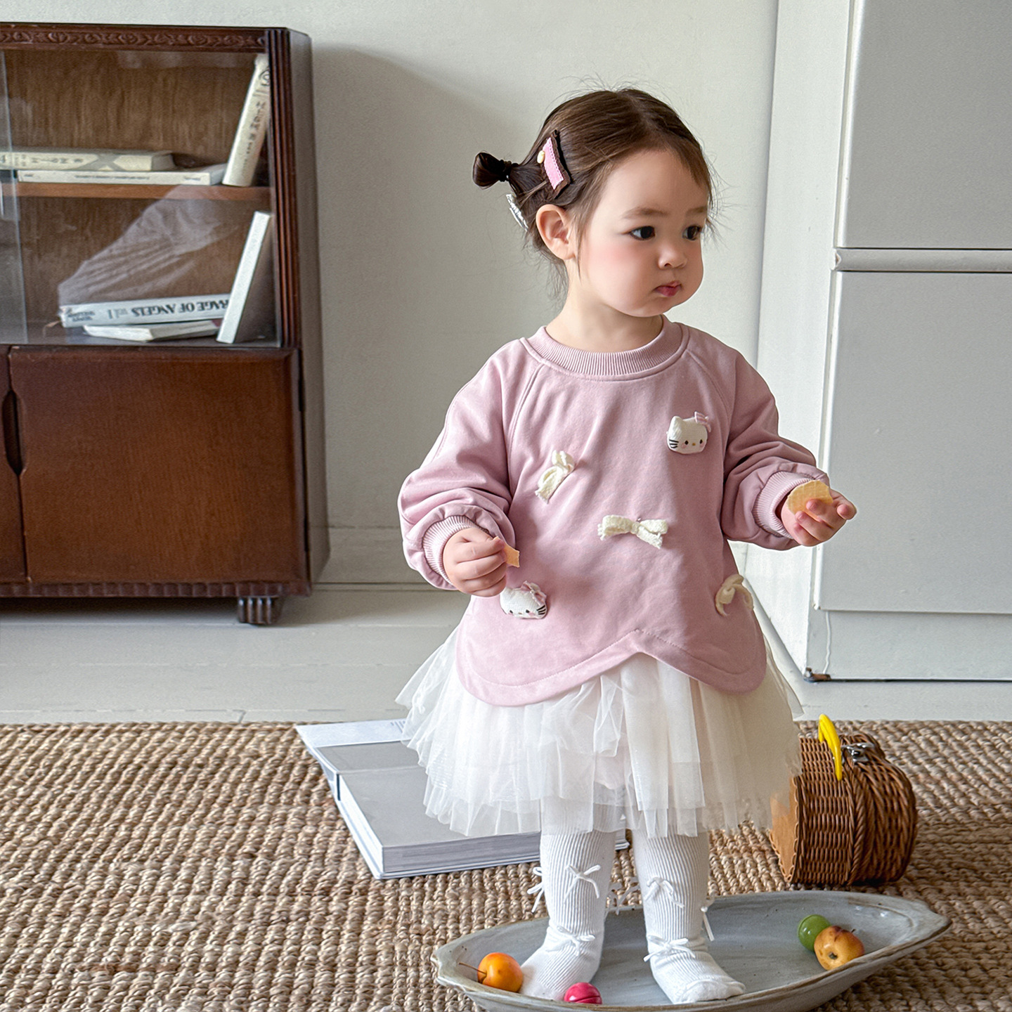 D5195女童连衣裙秋新款洋气卫衣裙儿童多巴胺小洋裙周岁女宝礼服