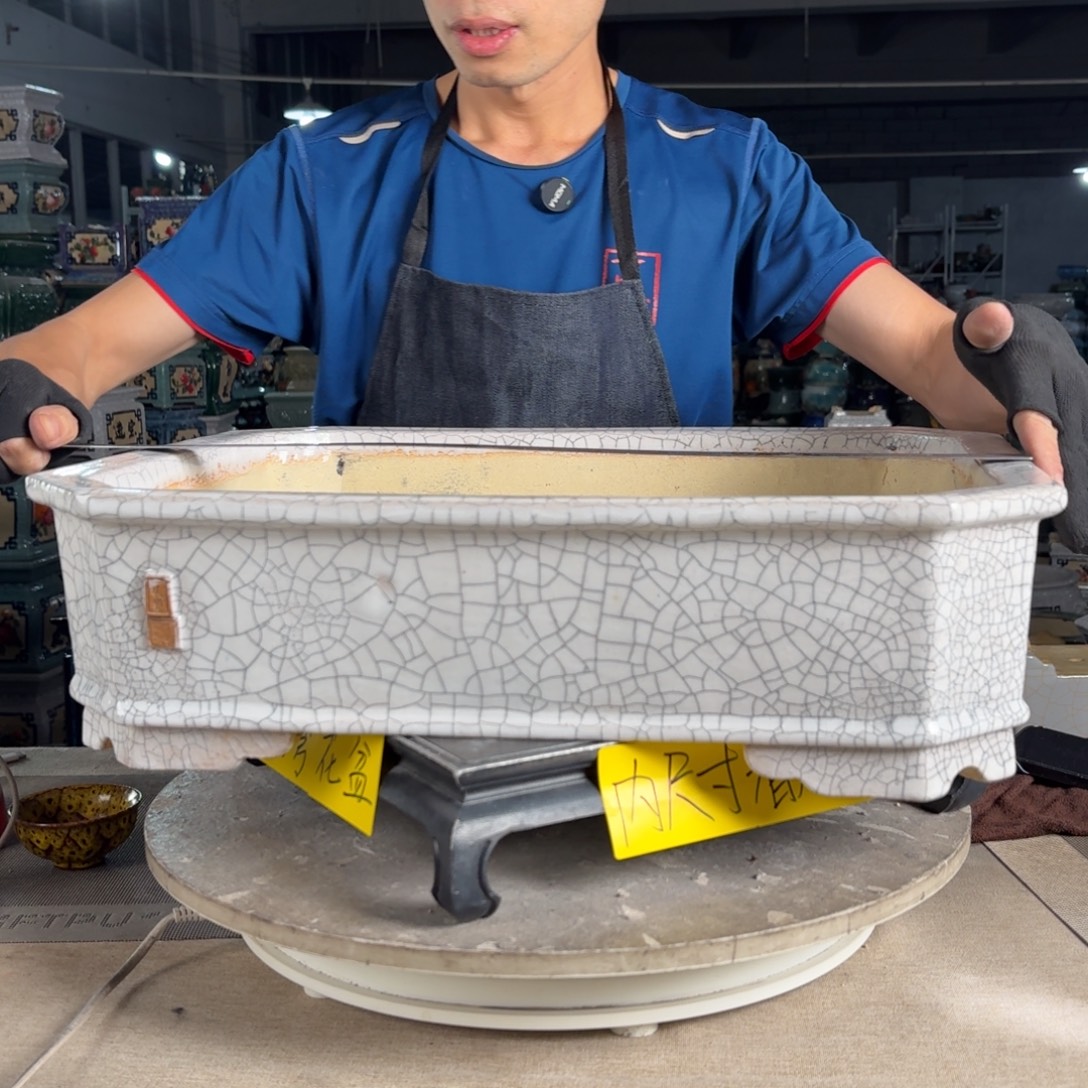 一风堂石湾花盆 内44*33*9高温裂黑点