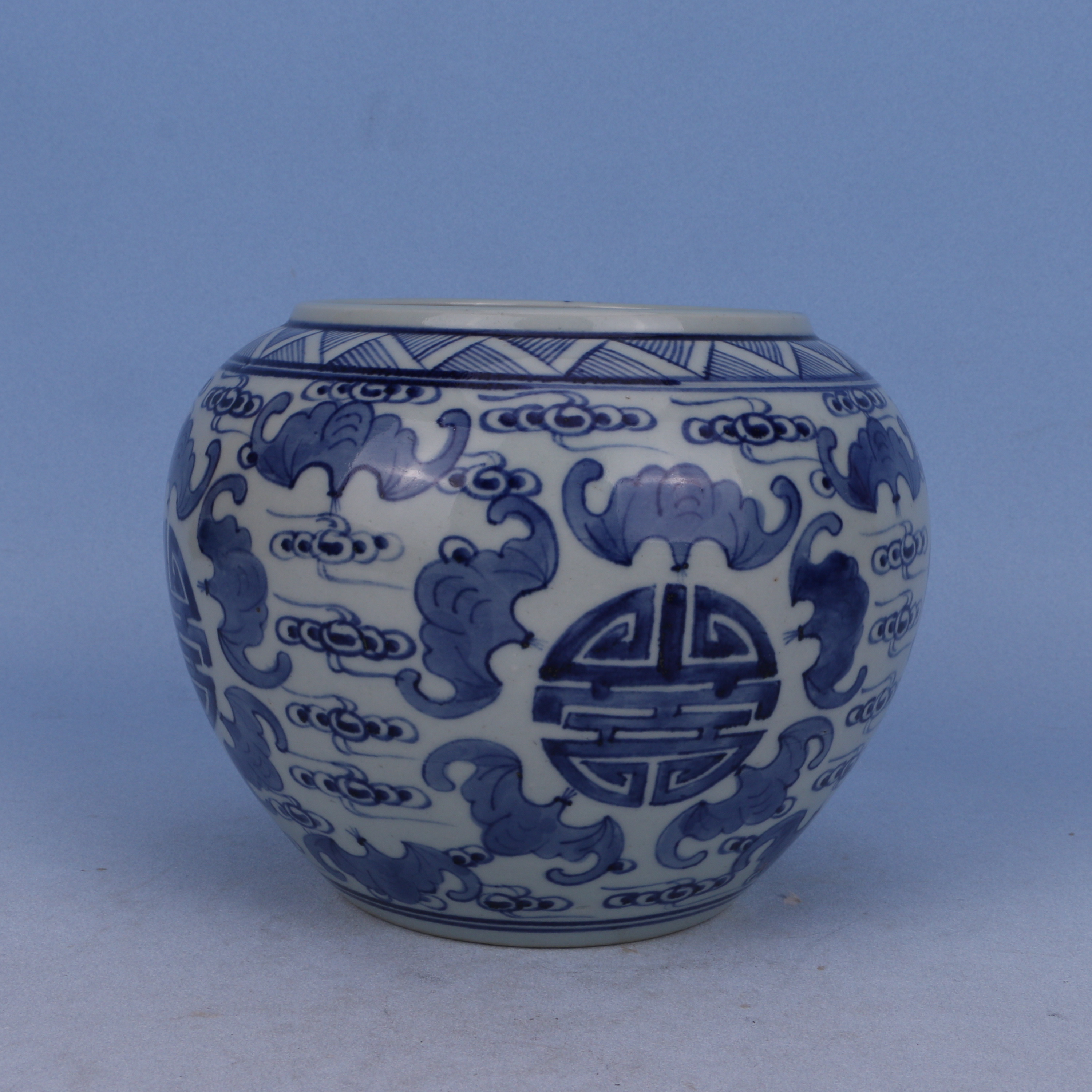 42 清   青花五福捧寿盖罐