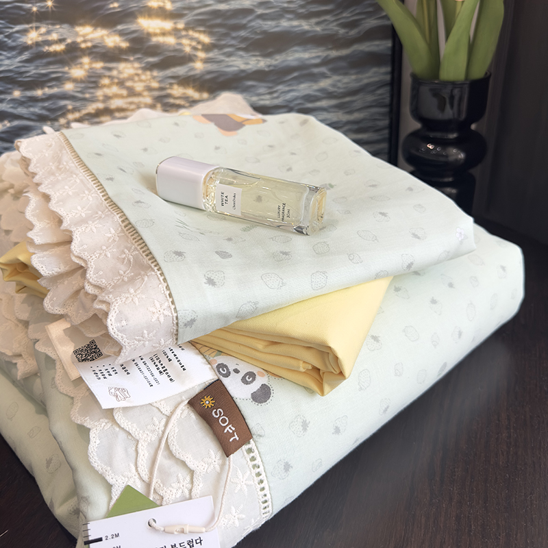 A类全棉双层纱大豆纤维夏凉被夏季花边纯棉空调被学生宿舍薄被芯