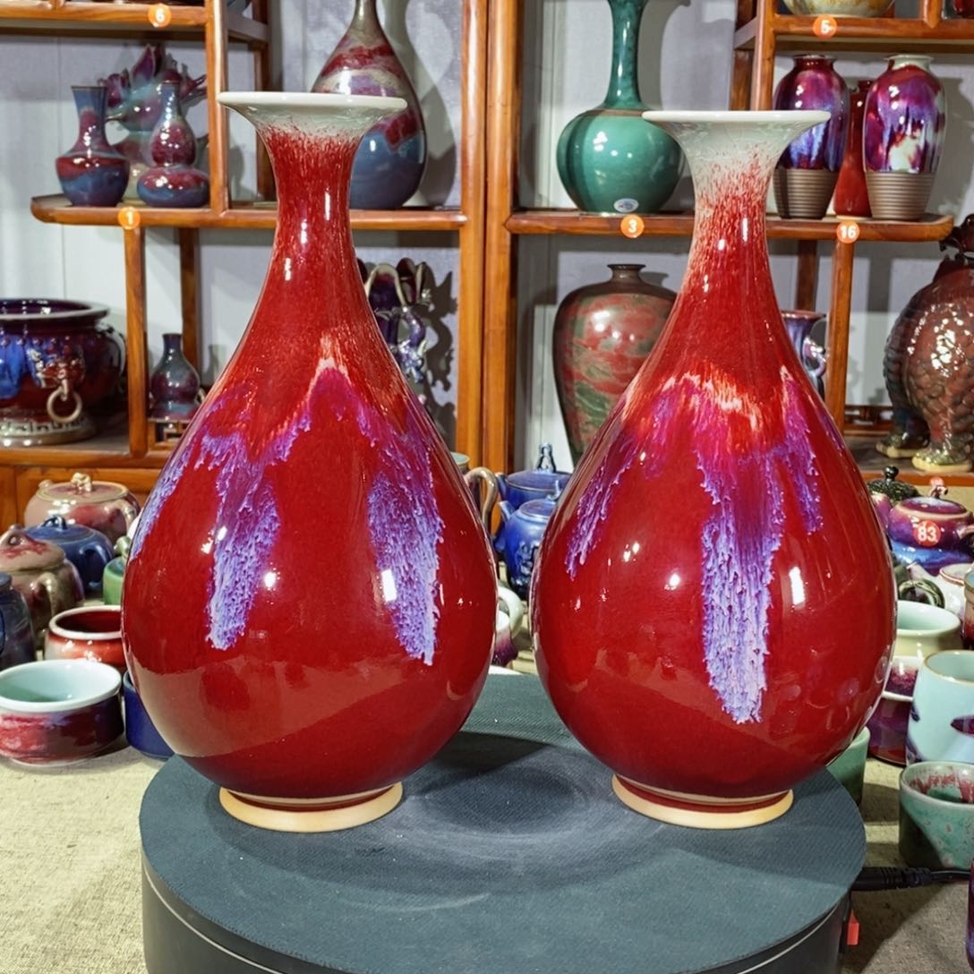 摆件一对   神垕镇原产地钧瓷！