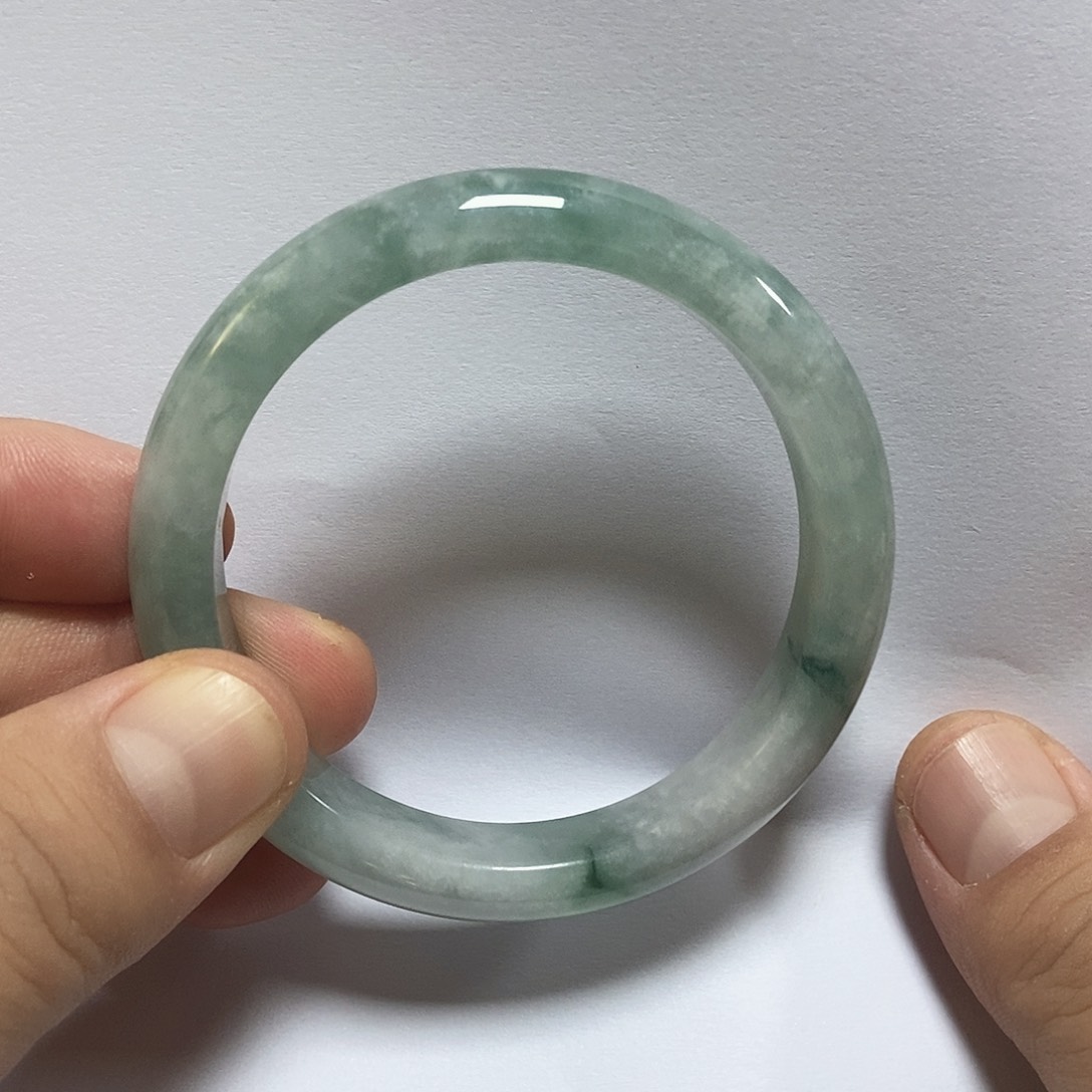 翡翠未镶嵌手镯翡翠糯冰飘花手镯58.4