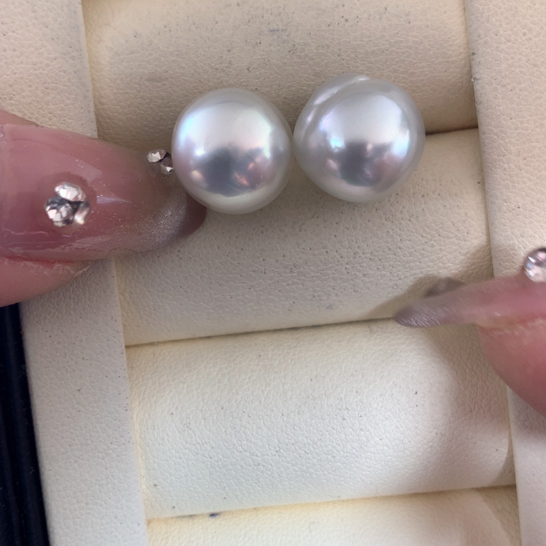 海水珍珠耳饰银S925镶嵌
