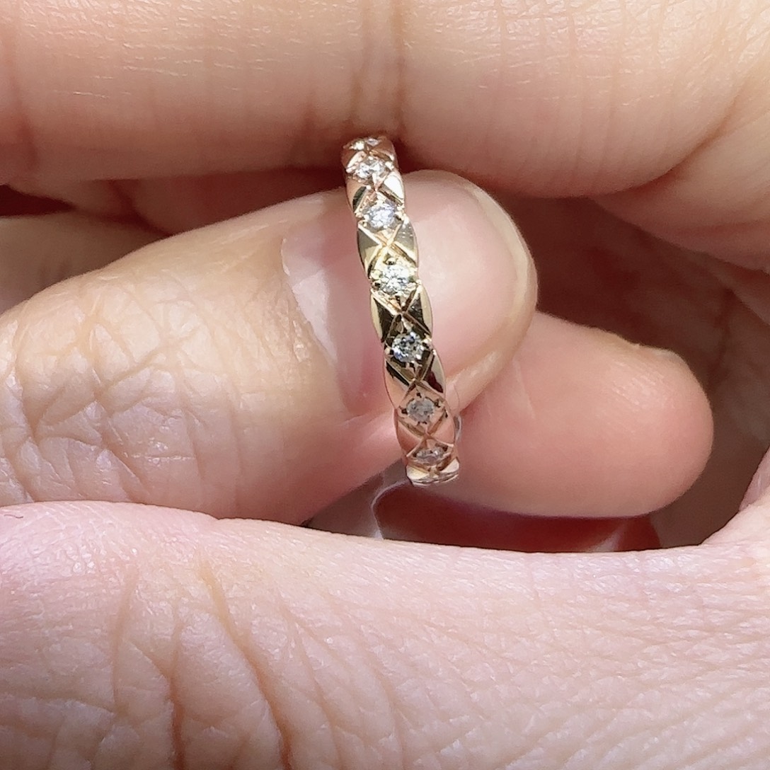 天然钻石戒指/指环18K金镶嵌17圈口