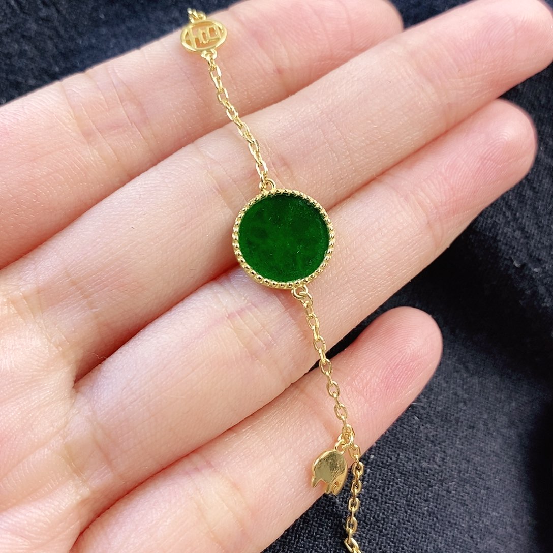 银S925镶嵌手链翡翠缅甸翡翠