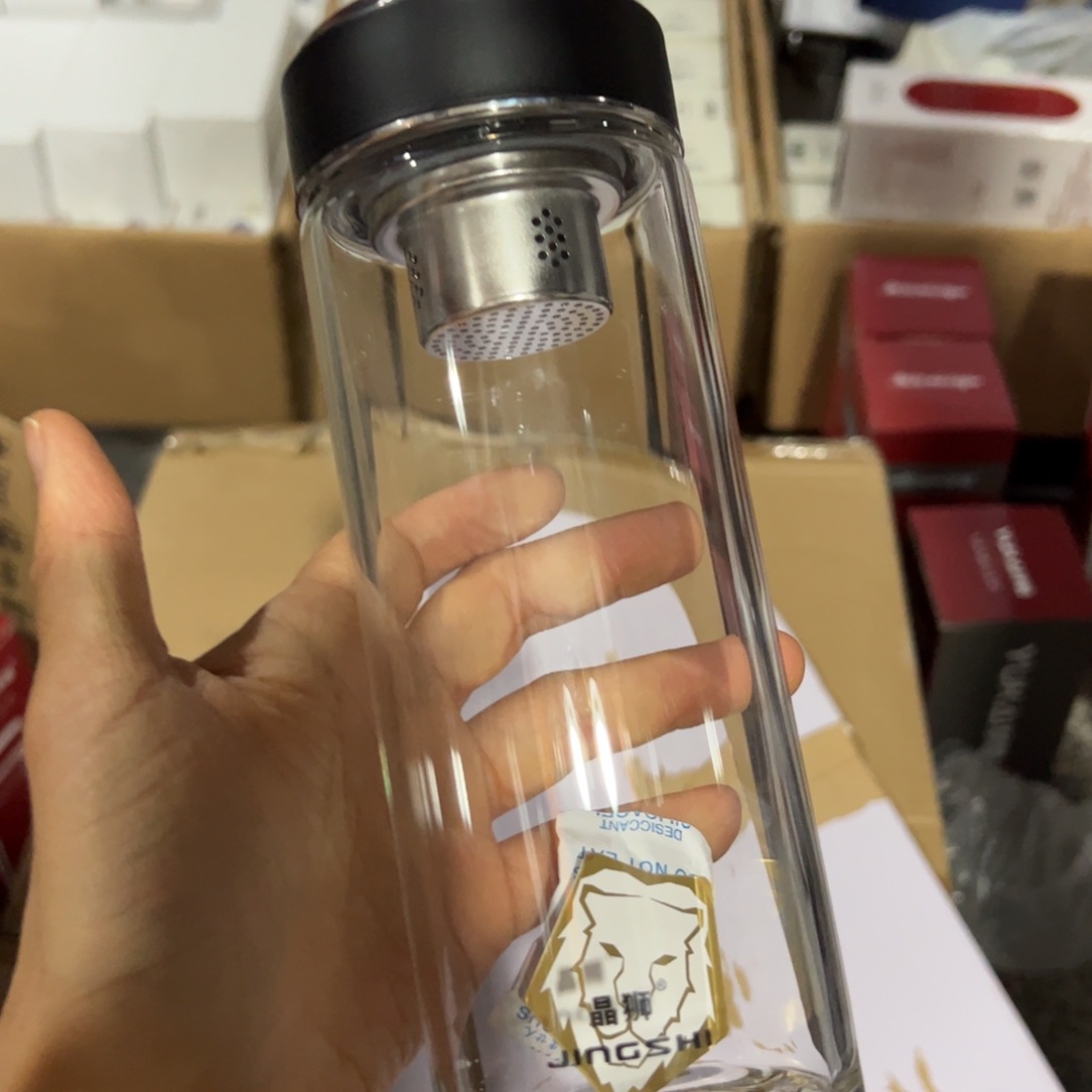 晶单层烫手玻璃杯500黑色哑光➕杯套