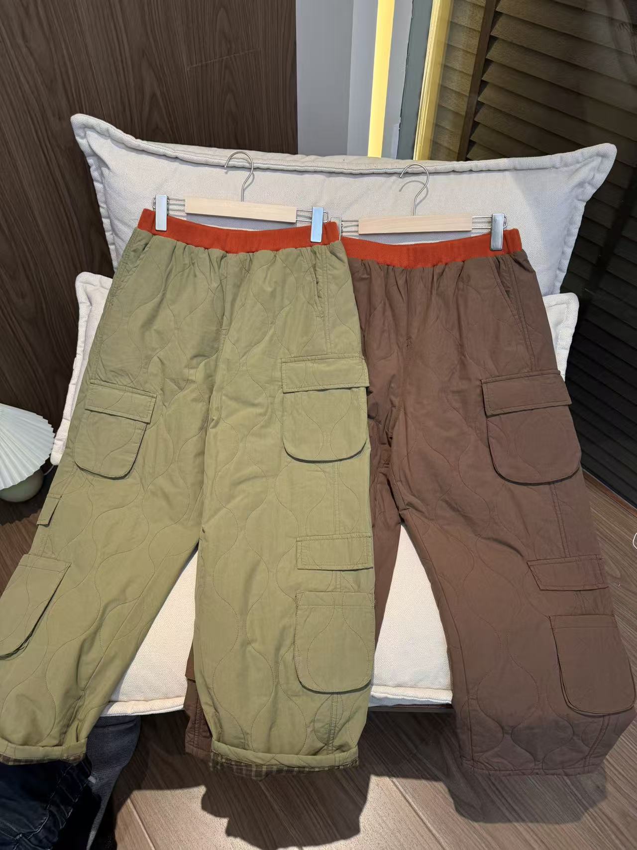 G26-281经典韩时尚休闲百搭款多口袋工装撞色棉裤