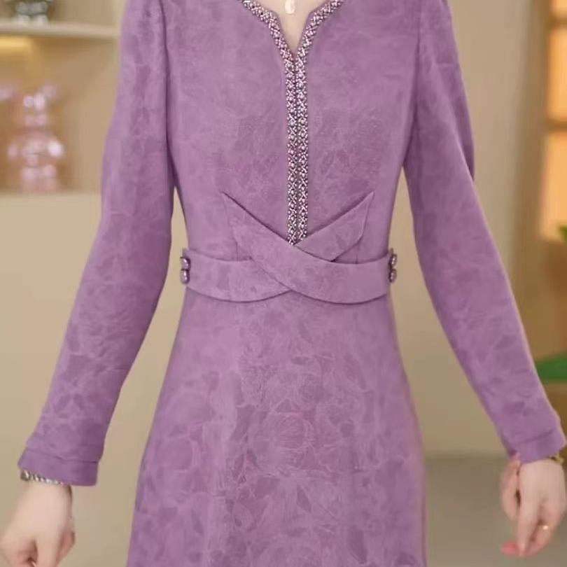 【带口袋】【有里布】2025新款秋冬季复古通勤遮肉显瘦3810中长款