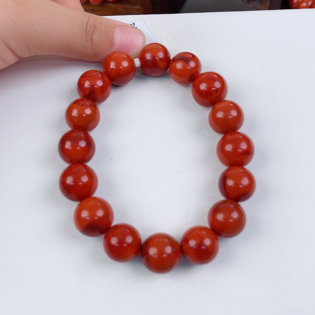 南红玛瑙瓦西圆珠单圈13mm未镶嵌