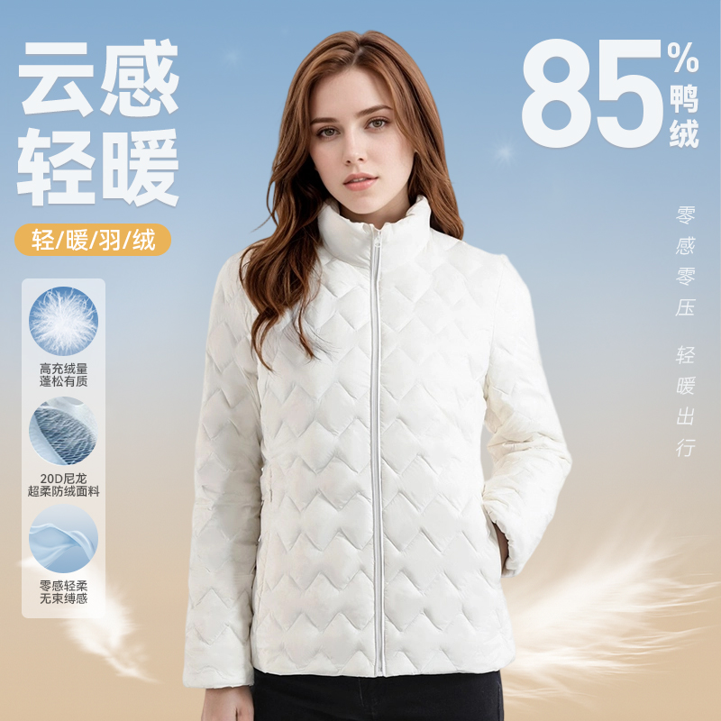 新女款秋冬时尚轻薄立领羽绒服保暖外套22006