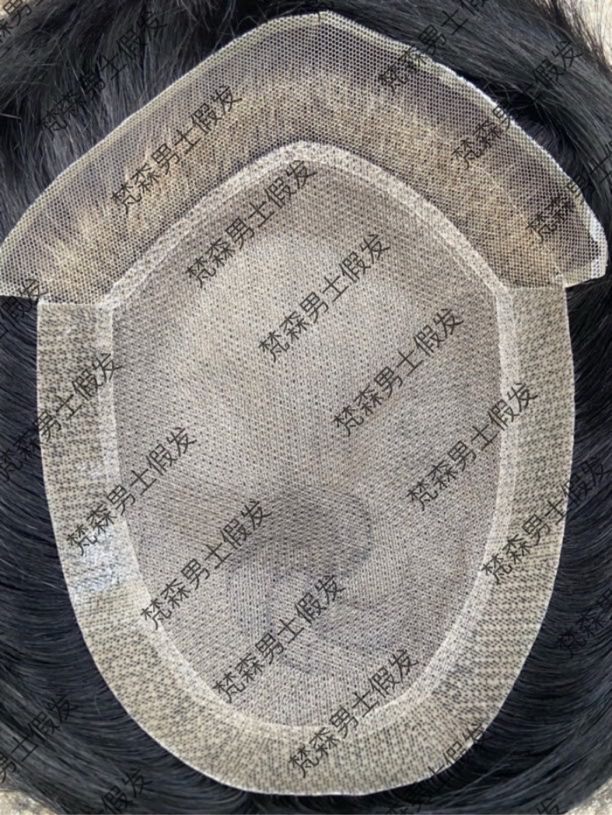 梵森新品_瑞士网露发际线仿真头皮全真发款漂扣递针发块男士假发
