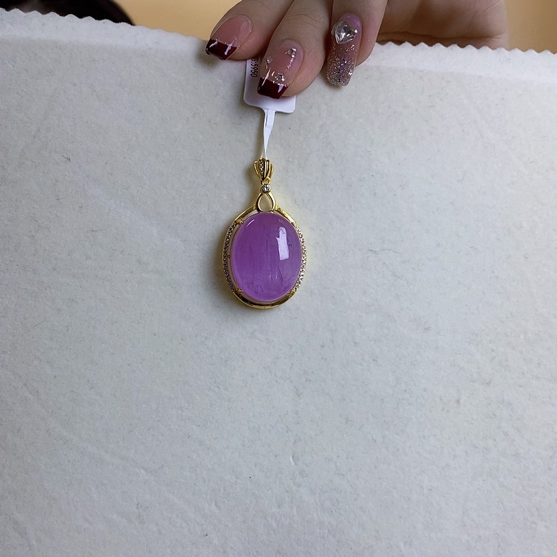 锂辉石紫锂辉高冰收藏级吊坠银S925镶嵌
