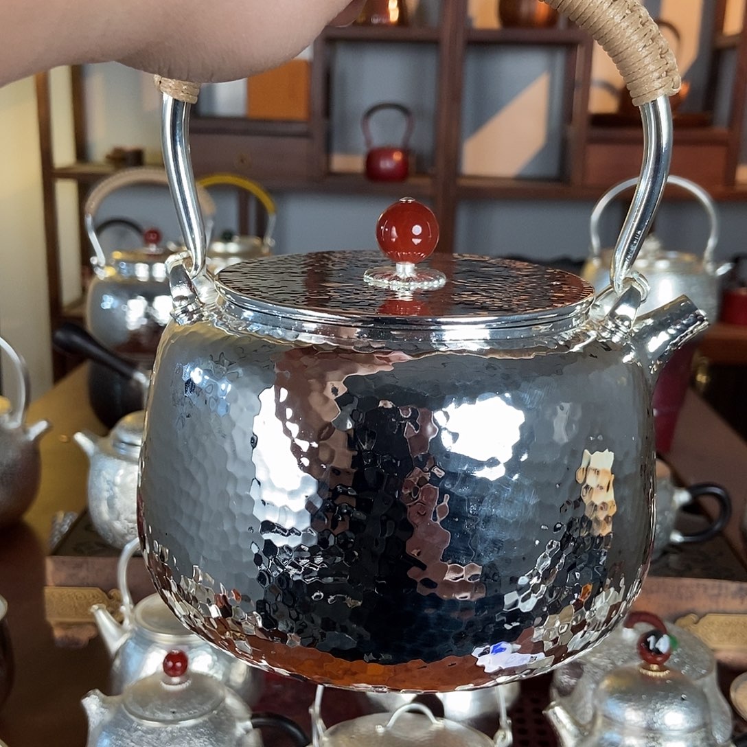 元***丰纯手工制作铜底银衣然茶壶