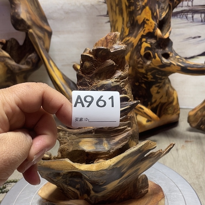 爱***猫木直播间木质摆件