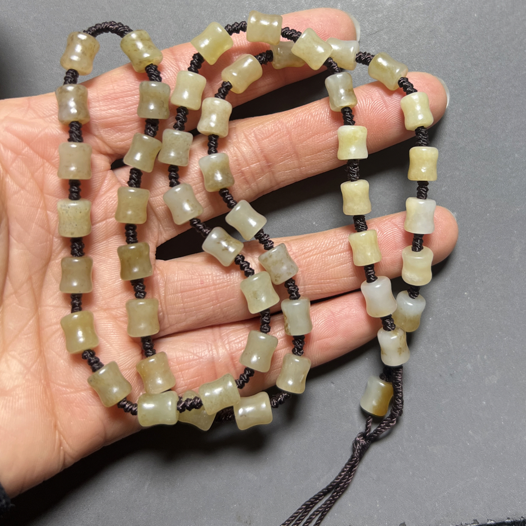 天然和田玉竹节链 卡6左右手工编织挂绳百搭复古