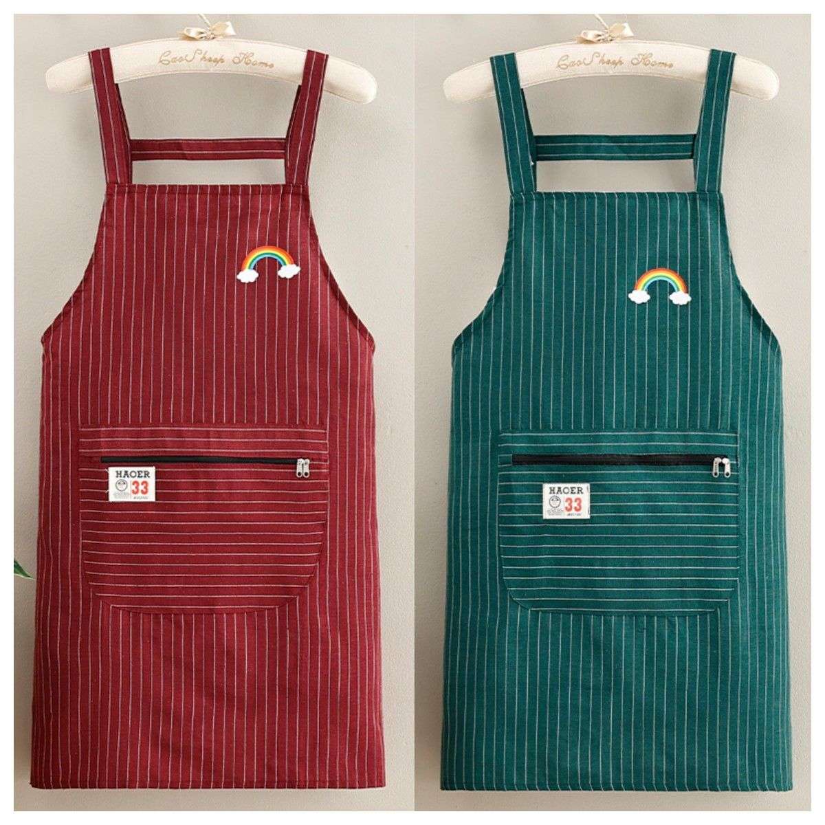 纯棉透气背带围裙家用防油污干活耐脏工作服厨房做饭年轻漂亮上班