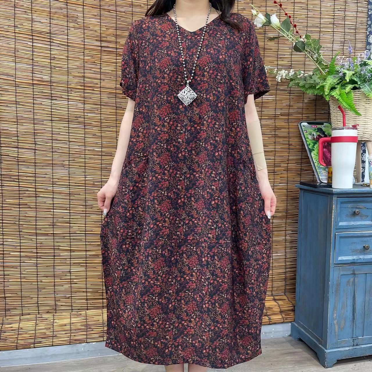 887新款春夏洋气显瘦减龄遮肉连衣裙碎花裙QZ