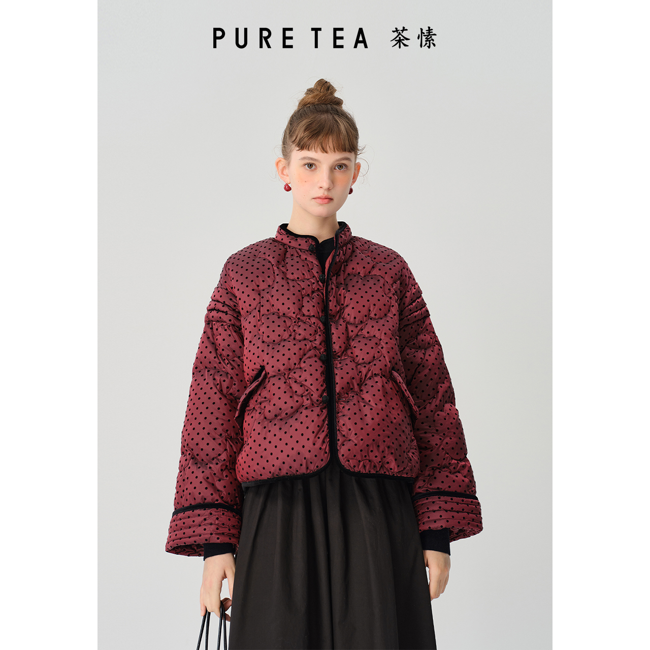 【植绒工艺】茶愫新中式立领羽绒服外套女2023秋KF0601A43