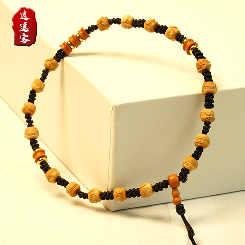 【核尖财神手串】精工小核尖雕刻财神手串文玩精品